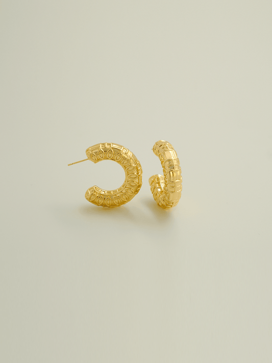 Gold Large C Curved Earrings - Lyra