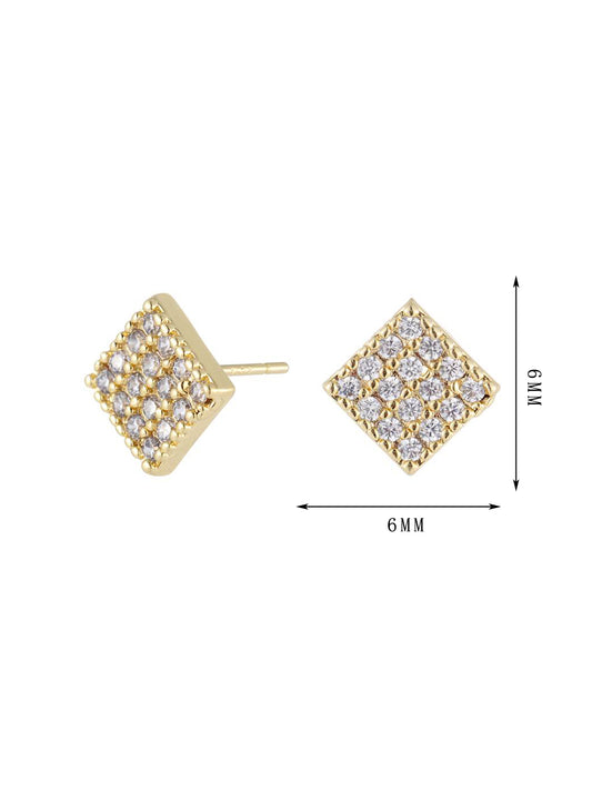 Square earrings, simple and versatile style, zircon, a must-have gift - Lyra