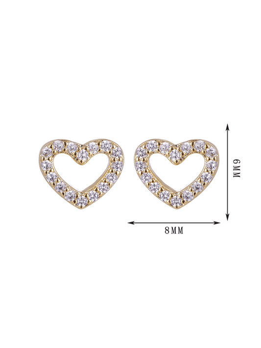 18k gold heart hollow earrings - Lyra