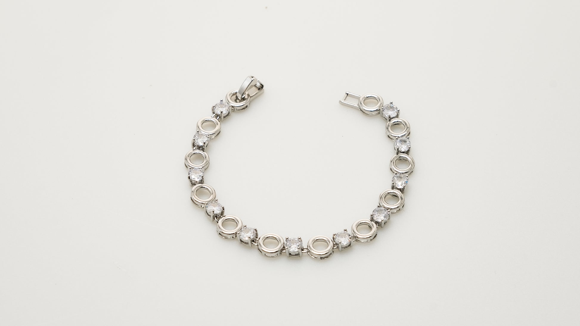 Copper plated 14k gold bracelet, white gold and silver, shining zircon, unique design - Lyra