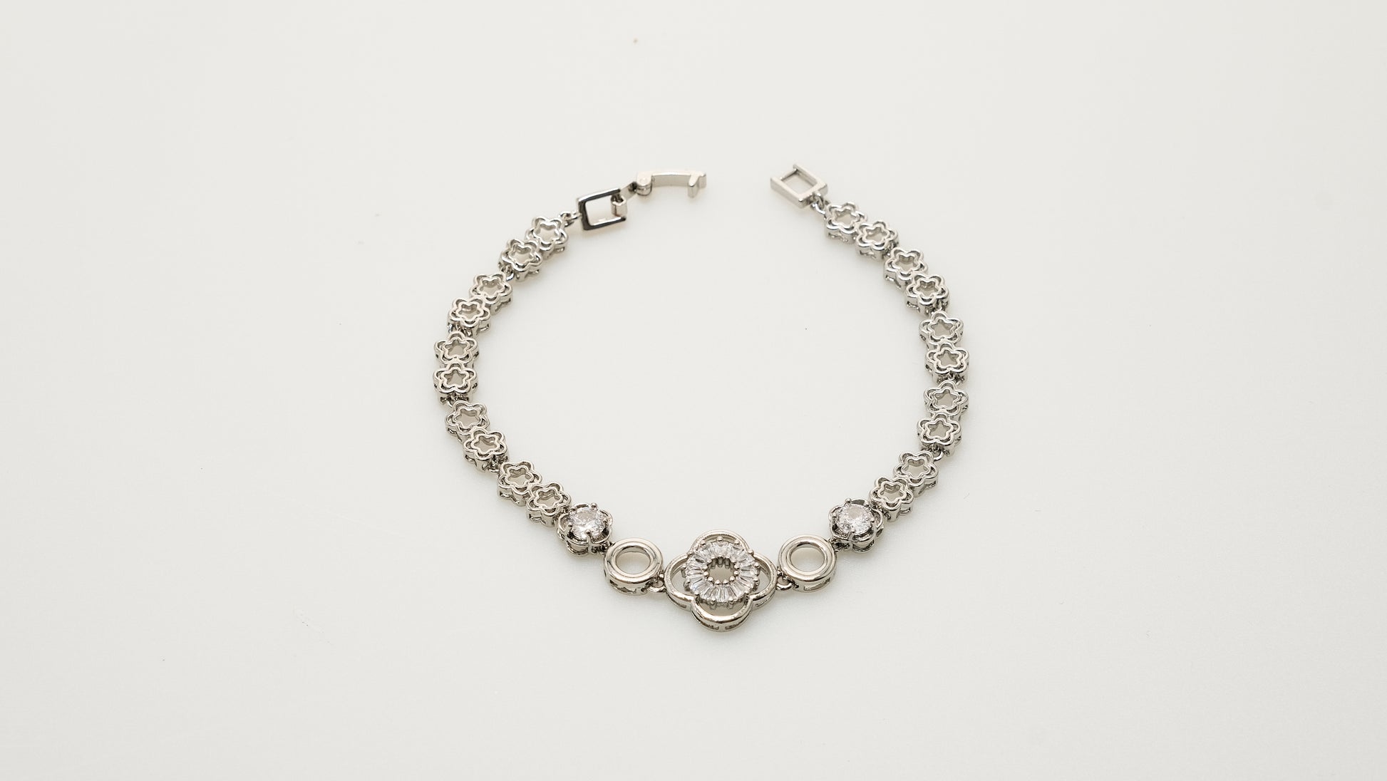 Copper plated 14k gold bracelet, white gold and silver, shining zircon, unique design - Lyra