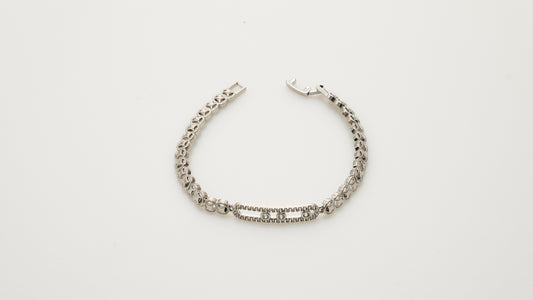 Copper plated 14k gold bracelet, white gold and silver, shining zircon, unique design - Lyra