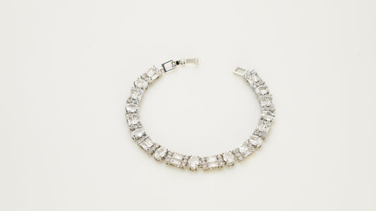 Copper plated 14k gold bracelet, white gold and silver, inlaid with zircon, unique design - Lyra