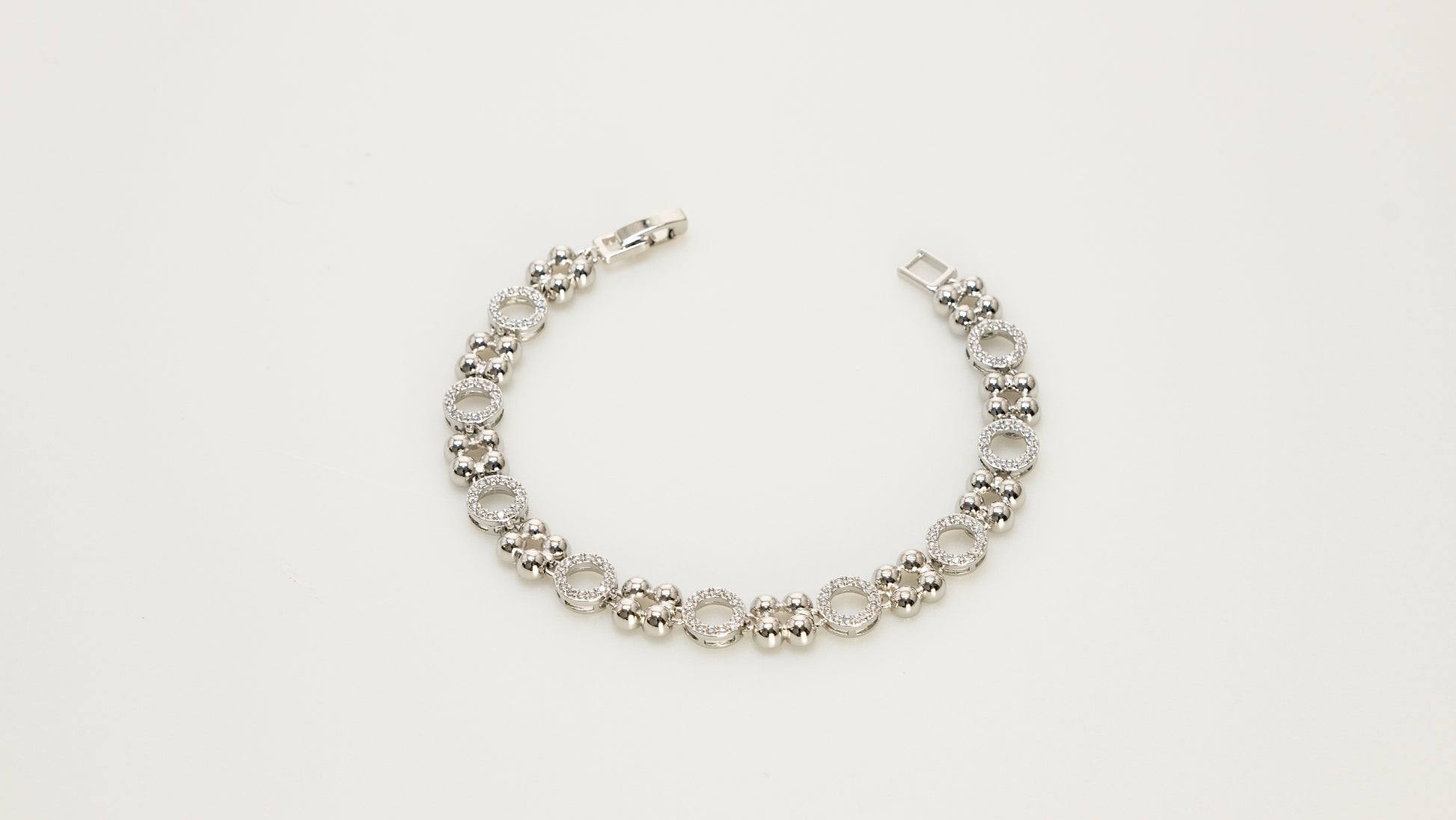 Copper plated 14k gold bracelet, white gold and silver, inlaid with colored zircon, rainbow unique design - Lyra