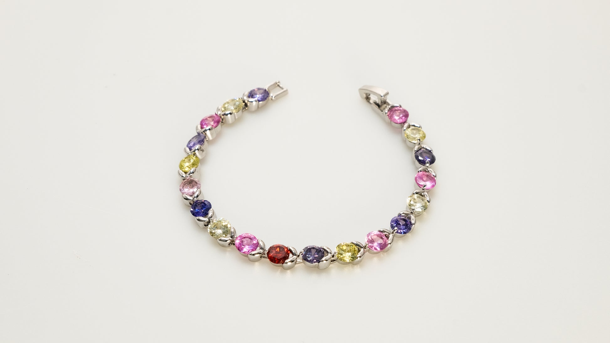 Copper plated 14k gold bracelet wholesale, platinum and silver, inlaid with colored zircon, clasp unique design - Lyra