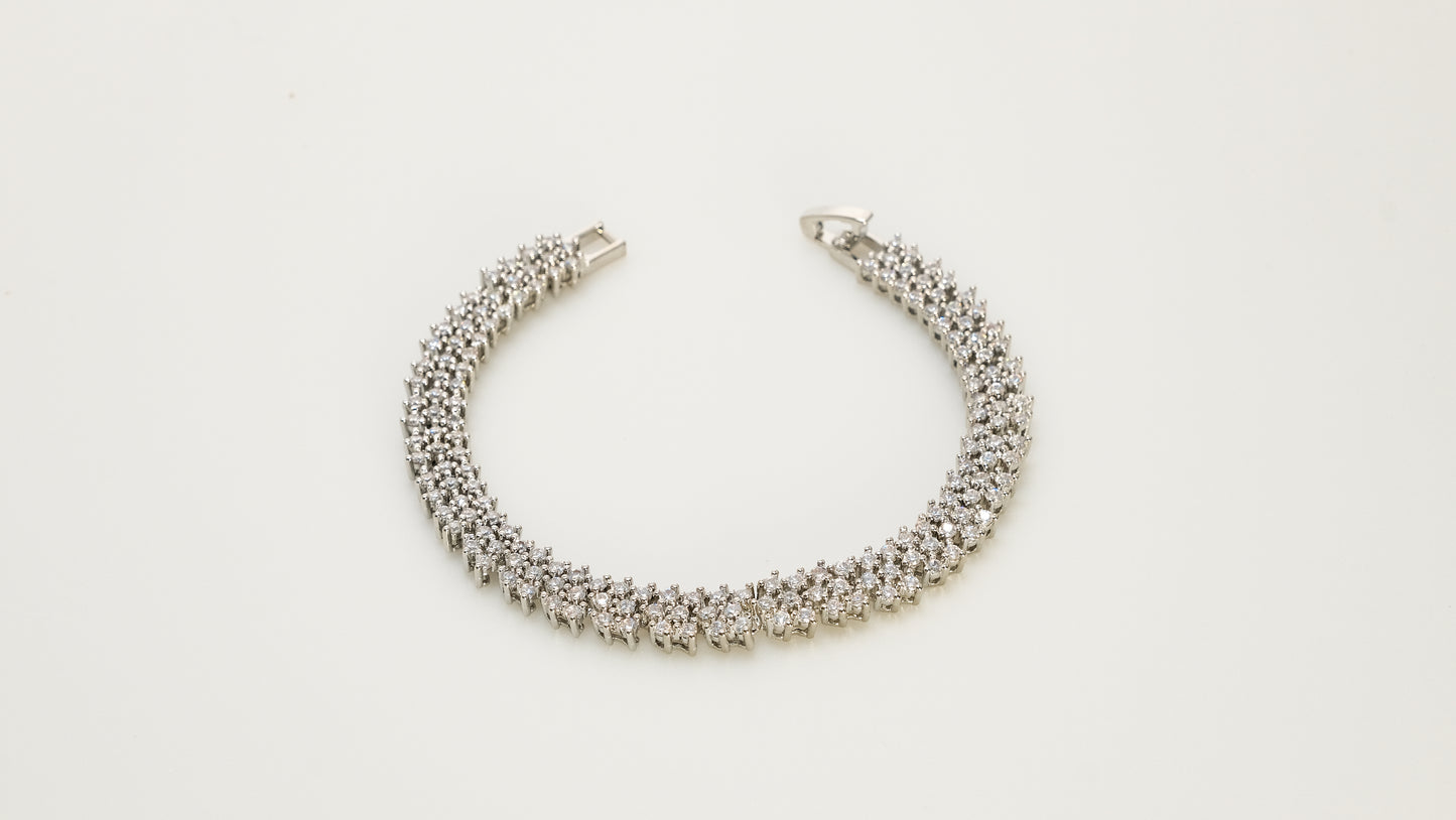 Copper plated 14k gold bracelet wholesale, unique design inlaid with irregular zircon, silver with zircon gift festival essential - Lyra