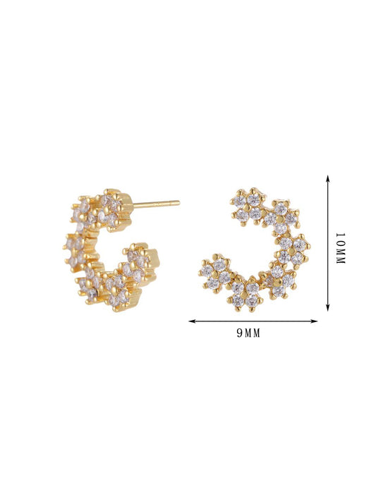 Snowflake hoop, long earrings, inlaid with zircon, fashionable and shining set - Lyra
