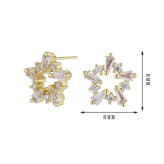 18k gold Star-shaped zircon earrings - Lyra