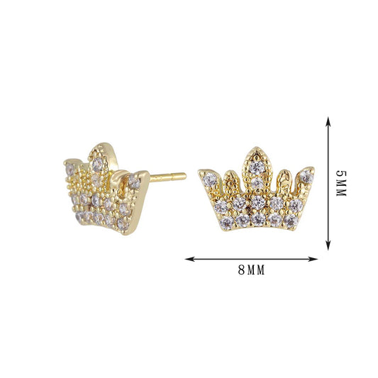 Crown style zircon earrings, key white zircon, colored zircon style earrings - Lyra