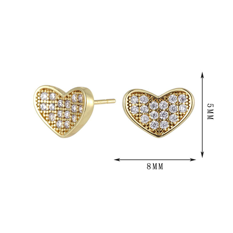 Heart design earrings, heart rays with three different zircons, simple and versatile, set 8 - Lyra