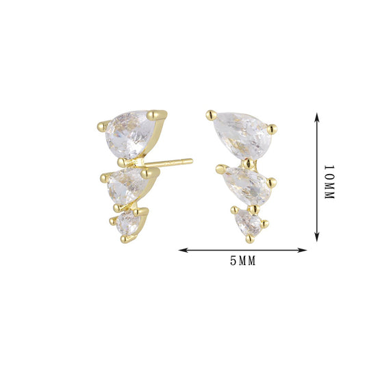 X-shaped earrings, three large diamonds linking the earrings, large earrings have a sense of presence - Lyra
