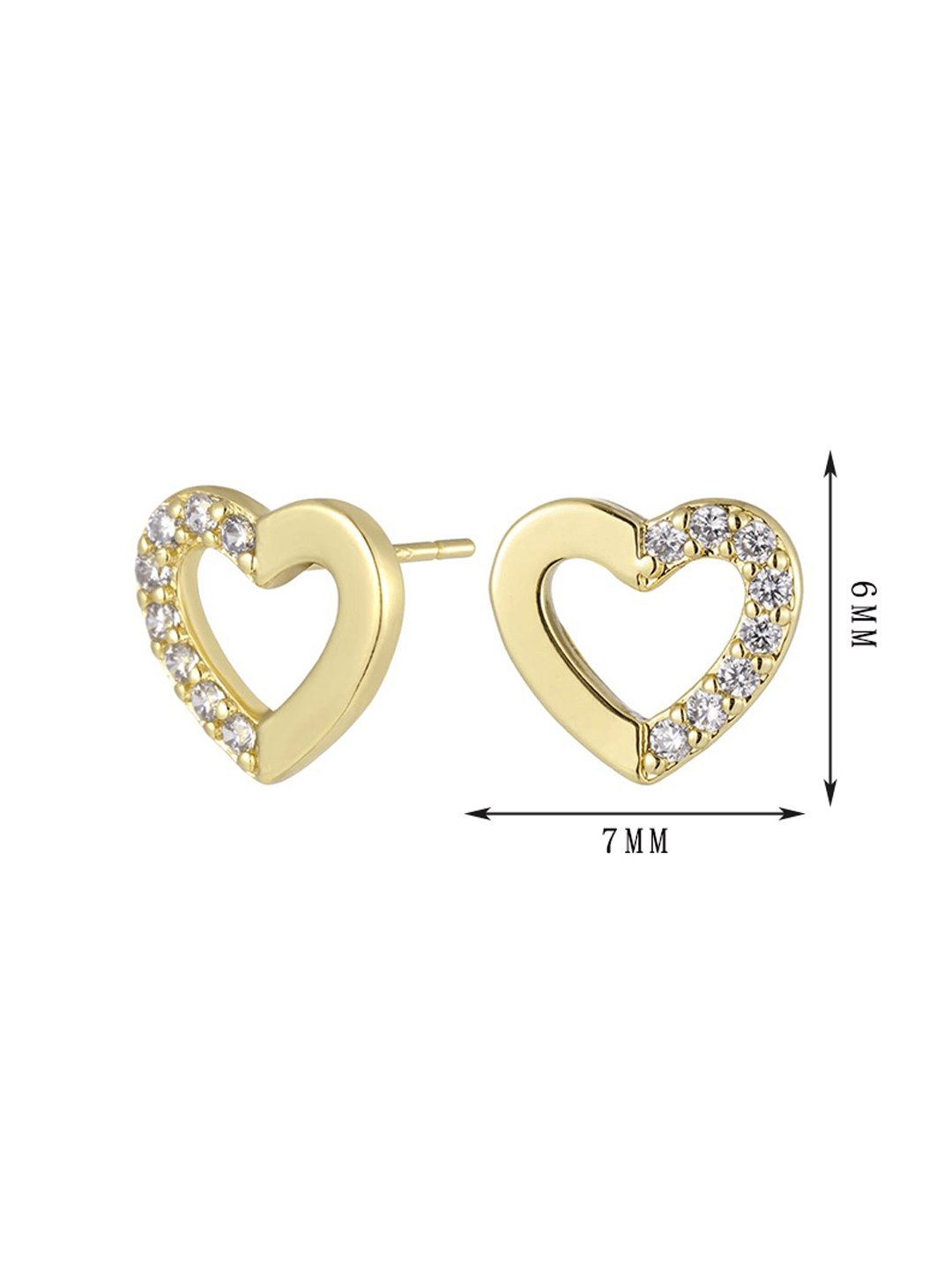 18k gold heart hollow earrings - Lyra
