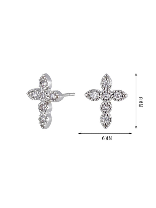 Cross-style earrings, colorful zircon moon-style earrings, exquisite and versatile - Lyra