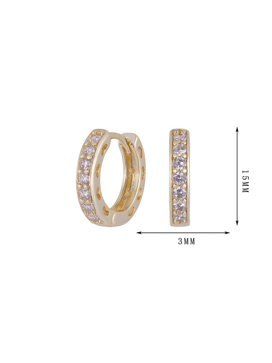 Round hoop polished earrings, inlaid with zircon round hoop earrings, fashionable and shining tenth set - Lyra