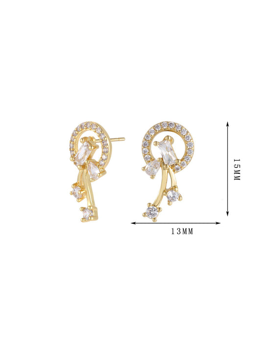 Four-leaf clover earrings, flower-style earrings, shining zircon, niche design - Lyra