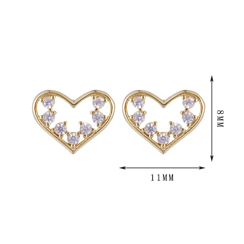 Heart design earrings, heart with three different zircons, simple and versatile, unique style set 9 - Lyra