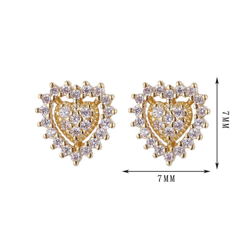 Heart design earrings, heart rays with three different zircons, simple and versatile, set 8 - Lyra