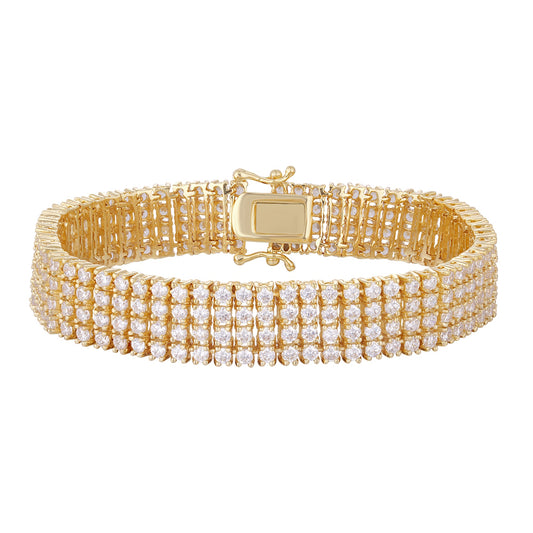 The bracelet is made of three layers of gold plated copper and four layers of zircon. It is not easy to be allergic to wholesale purchases and has a unique style. - Lyra