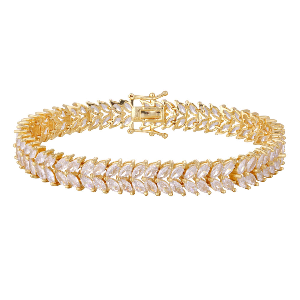 The bracelet is made of three layers of copper plated with gold, garland braid design, purchased wholesale, and is hypoallergenic. - Lyra