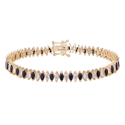 The bracelet is made of three layers of copper plated with gold and diamond-shaped zircon splicing design. It is purchased in wholesale and is not prone to allergies. - Lyra