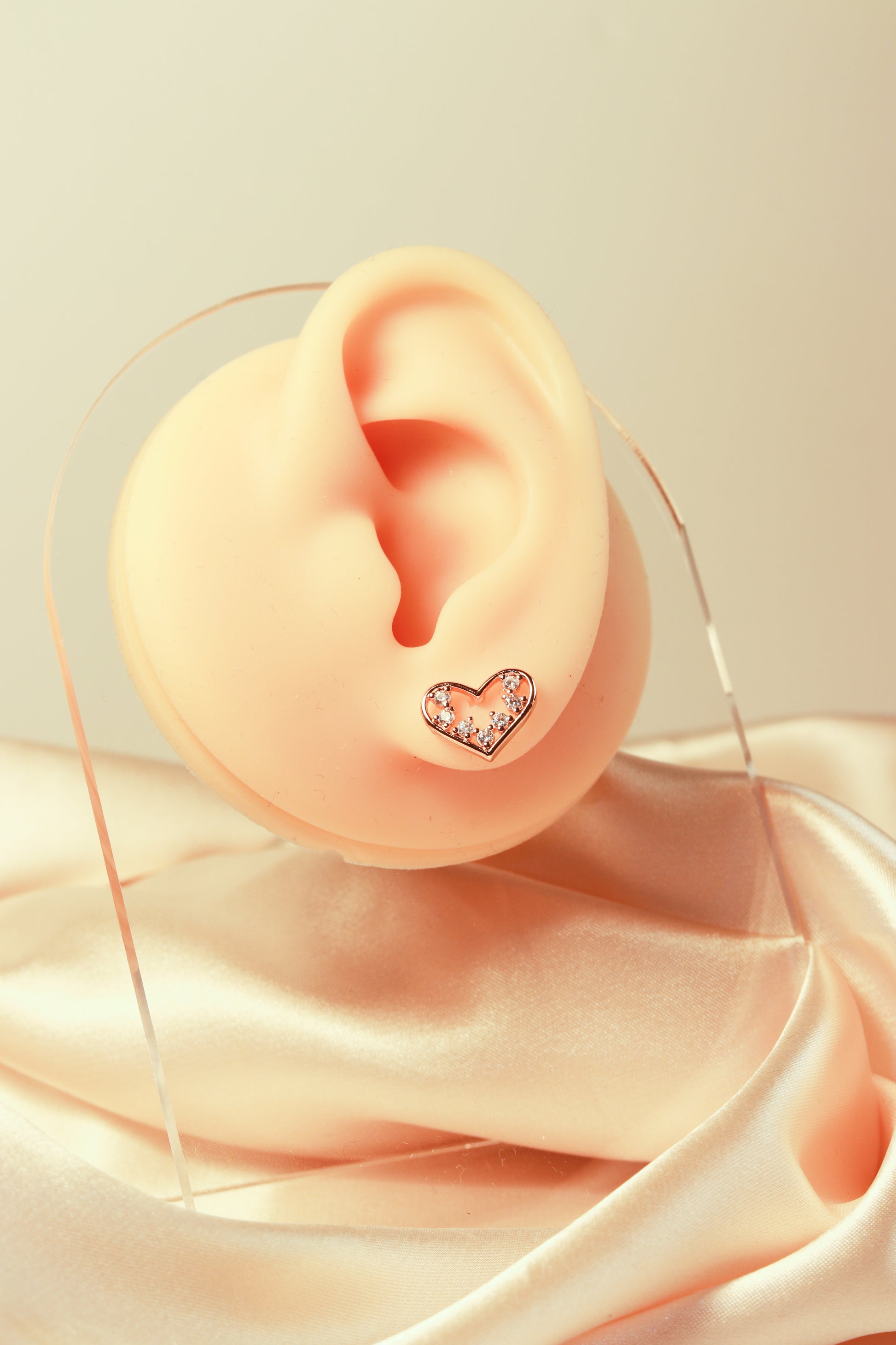 Heart design earrings, heart with three different zircons, simple and versatile, unique style set 9 - Lyra