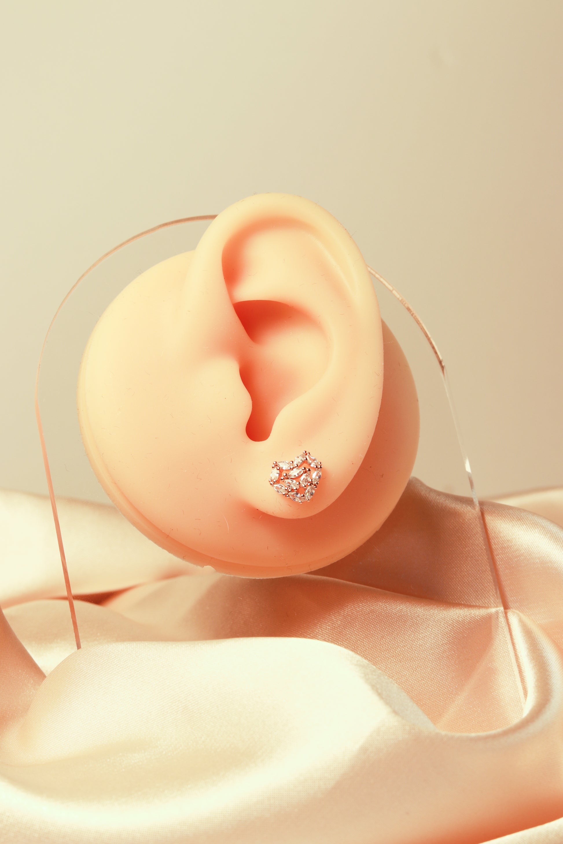 Heart design earrings, heart with three different zircons, simple and versatile, unique style set 9 - Lyra