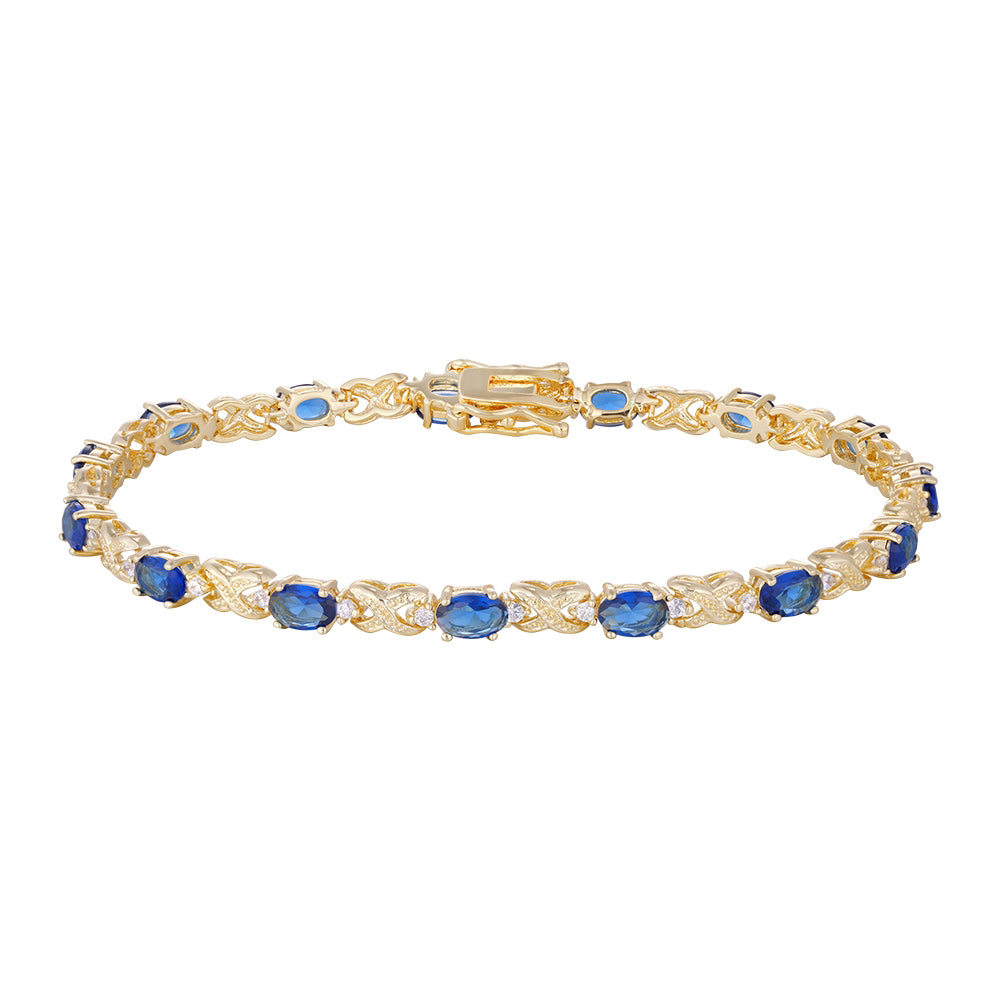 Wholesale copper plated 14k gold buckle bracelet, blue zircon bracelet, women's gift - Lyra
