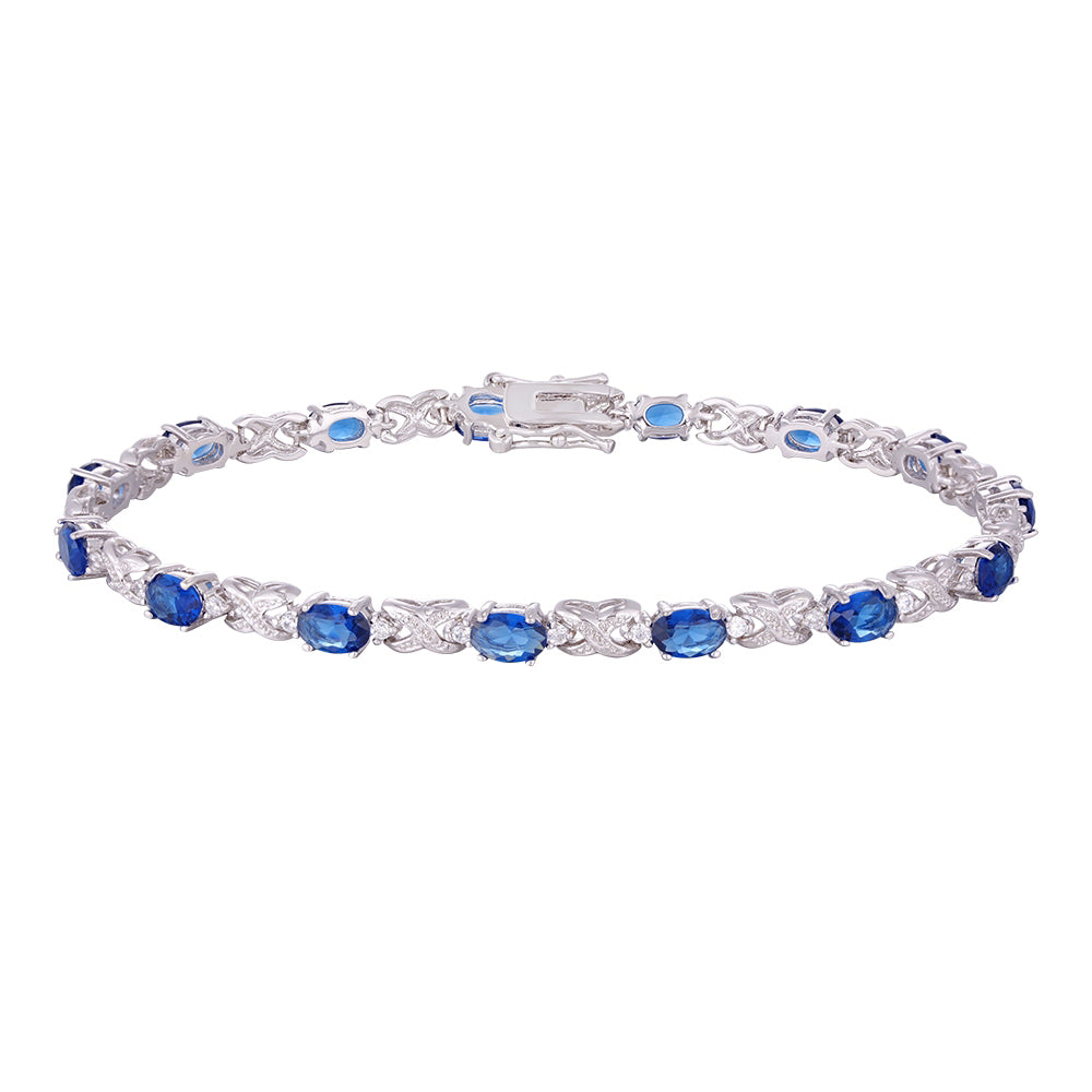 Wholesale copper plated 14k gold buckle bracelet, blue zircon bracelet, women's gift - Lyra