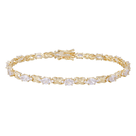 Wholesale copper plated 14k gold buckle bracelet, blue zircon bracelet, women's gift - Lyra