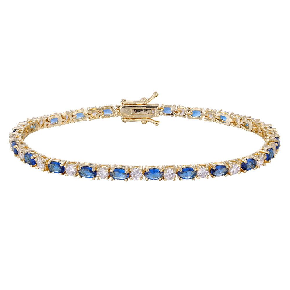 Wholesale copper plated 18k gold buckle bracelet, white and blue zircon bracelet, women's gift - Lyra