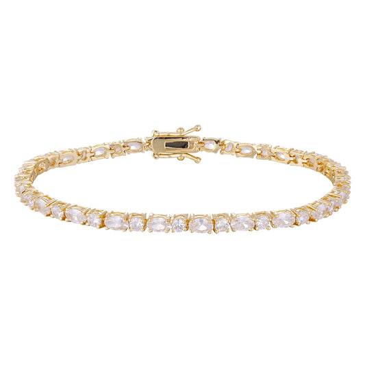 Wholesale copper plated 18k gold buckle bracelet, white and blue zircon bracelet, women's gift - Lyra