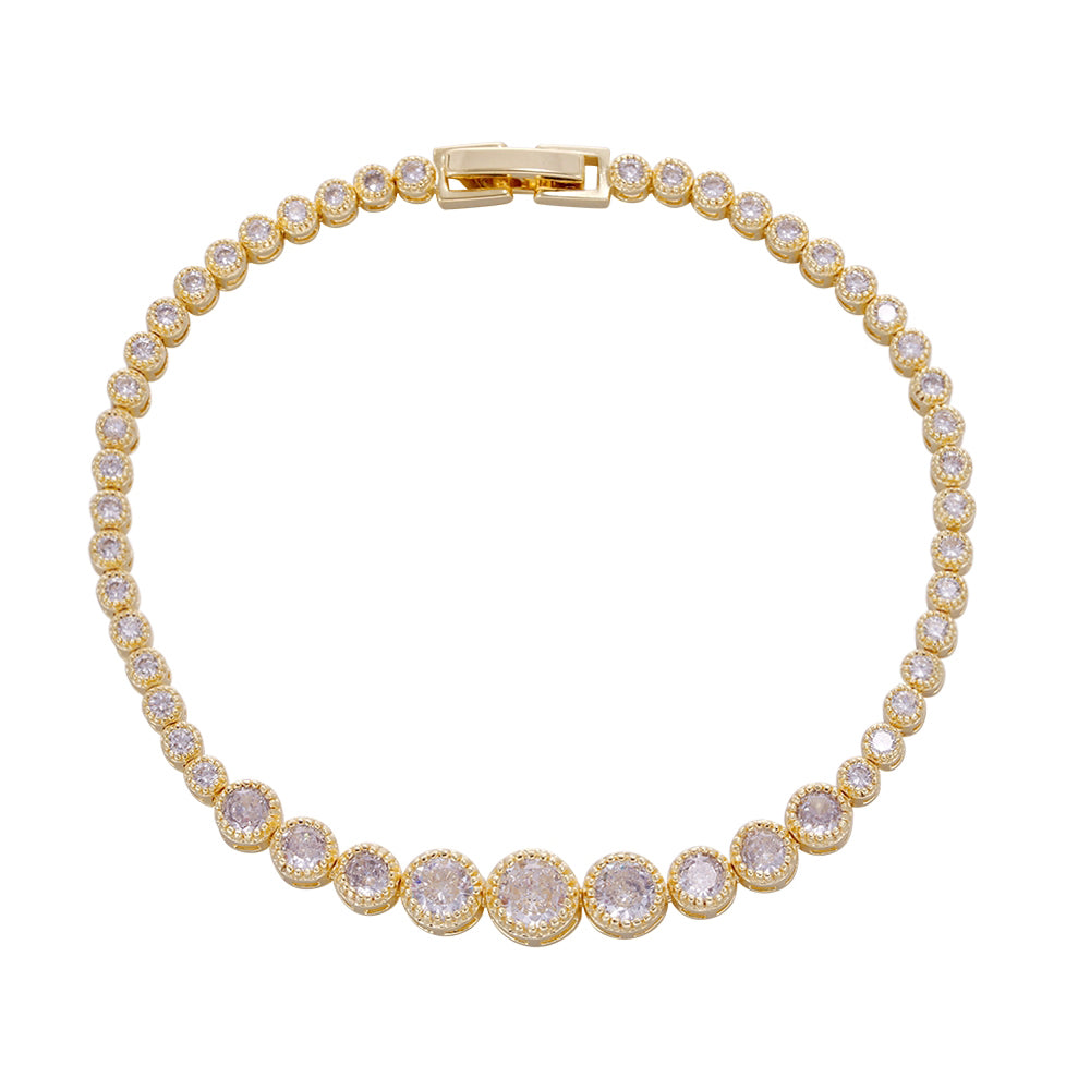 Wholesale copper plated 18k gold buckle bracelet, irregular round zircon bracelet, women's gift - Lyra
