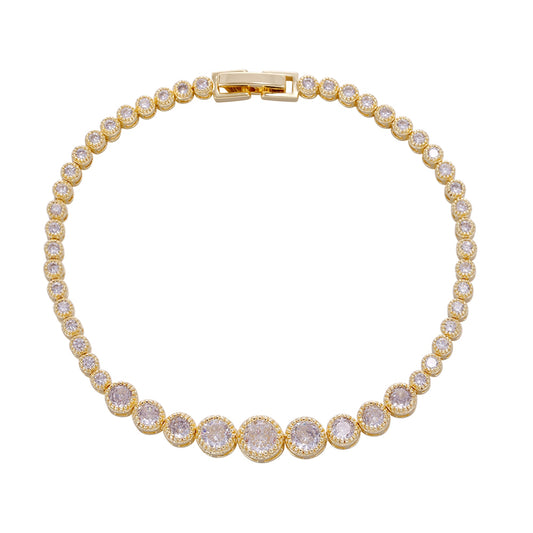 Wholesale copper plated 18k gold buckle bracelet, irregular round zircon bracelet, women's gift - Lyra