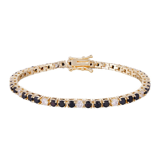Wholesale copper plated 18k gold buckle bracelet, black and white round zircon bracelet, women's gift - Lyra