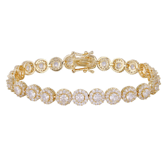 Wholesale copper plated 18k gold buckle bracelet, white and red zircon bracelet, women's gifts - Lyra