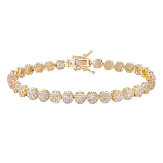 Wholesale copper plated 18k gold buckle bracelet, starry sky zircon bracelet, gold and silver styles, versatile and exquisite - Lyra