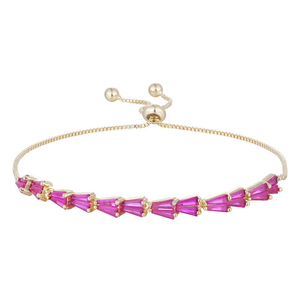 Wholesale 18K gold zircon bracelet, four colors of zircon, adjustable design, unique and versatile, women's gift - Lyra