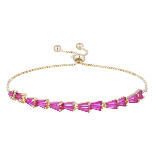 Wholesale 18K gold zircon bracelet, four colors of zircon, adjustable design, unique and versatile, women's gift - Lyra