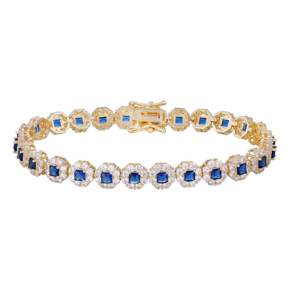 Wholesale 18K gold zircon bracelet, inlaid with blue zircon, adjustable design, original and versatile, women's gift - Lyra