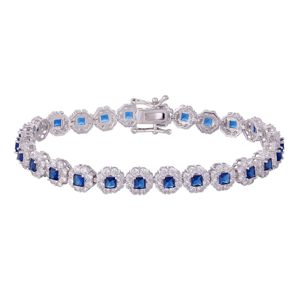 Wholesale 18K gold zircon bracelet, inlaid with blue zircon, adjustable design, original and versatile, women's gift - Lyra