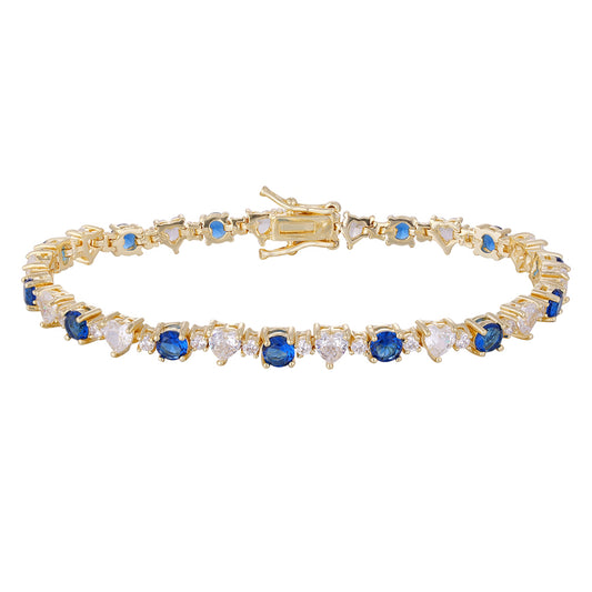 Wholesale 18K gold zircon bracelet, inlaid with blue zircon, adjustable design, original and versatile, women's gift - Lyra