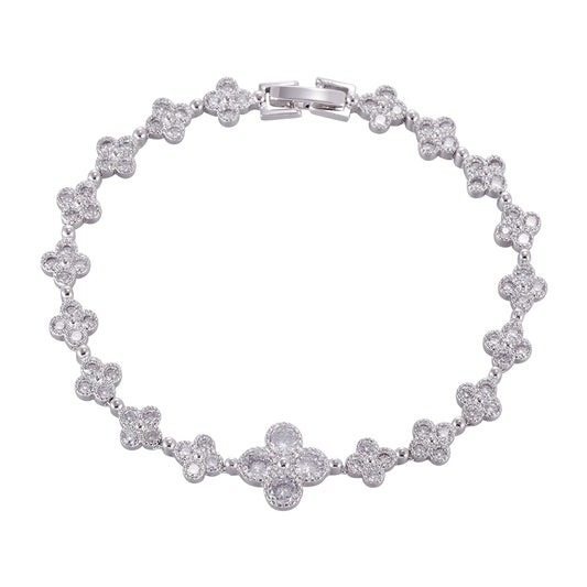 Wholesale 18K gold zircon bracelet, four-leaf clover style, buckle design unique all-match style, women's gift - Lyra