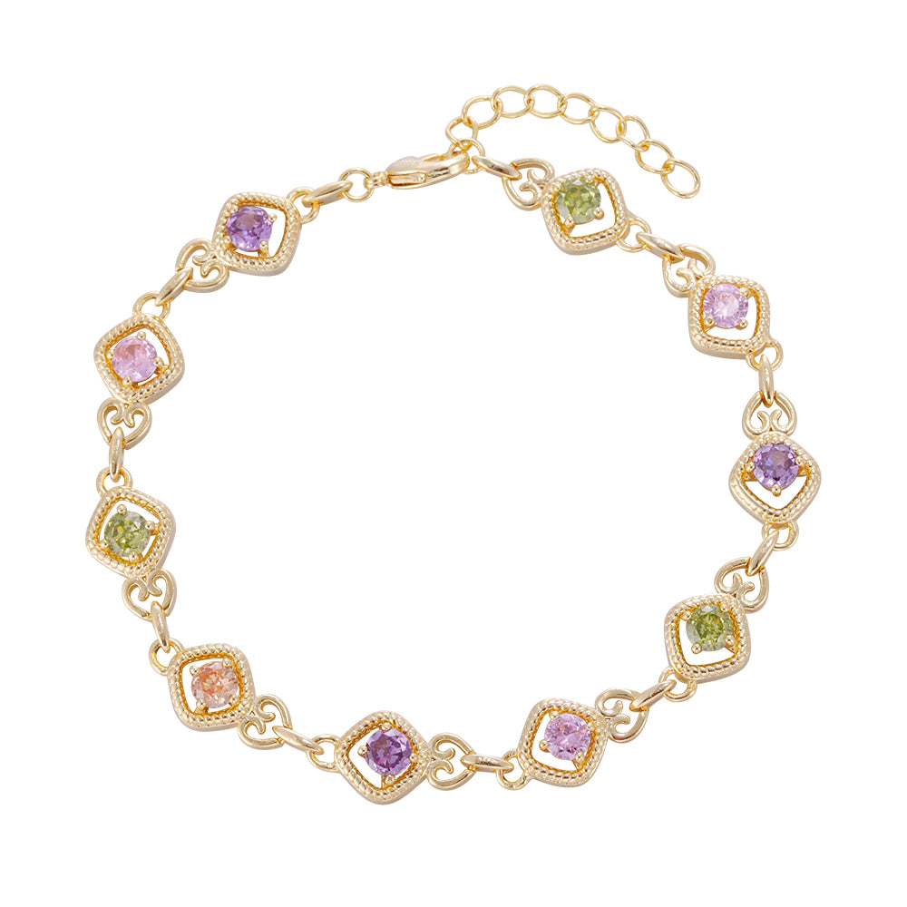 Three-layer copper-plated square zircon bracelet, wholesale purchase, not easy to fade and allergic. - Lyra