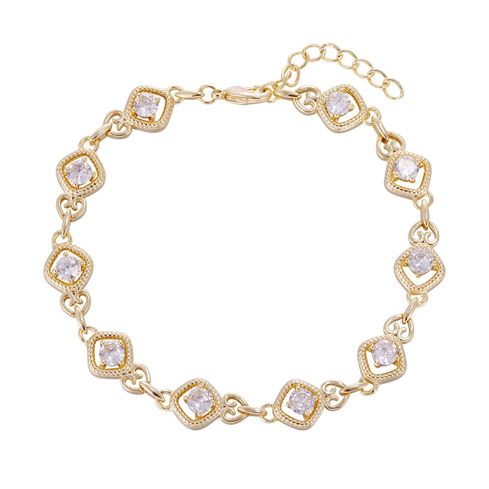 Three-layer copper-plated square zircon bracelet, wholesale purchase, not easy to fade and allergic. - Lyra