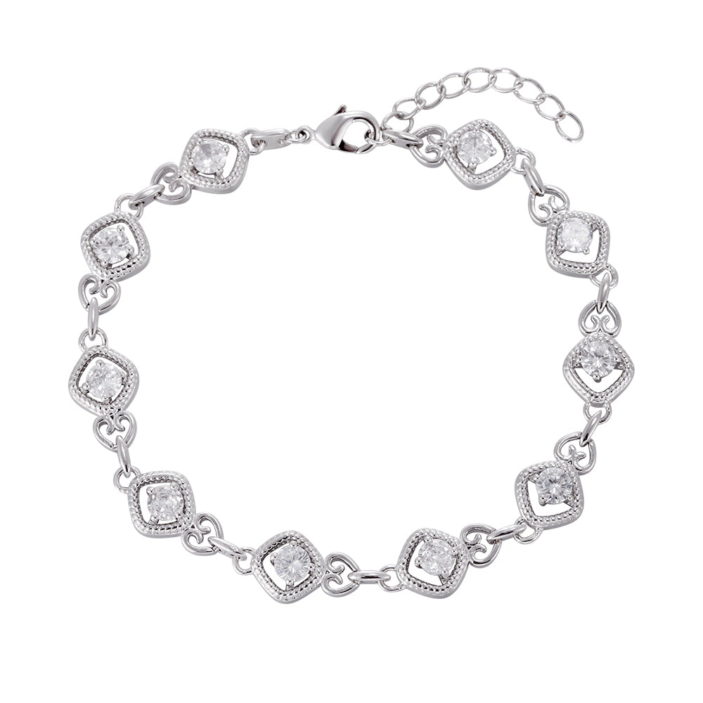 Three-layer copper-plated square zircon bracelet, wholesale purchase, not easy to fade and allergic. - Lyra