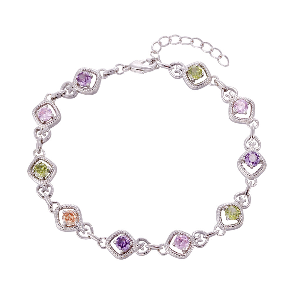 Three-layer copper-plated square zircon bracelet, wholesale purchase, not easy to fade and allergic. - Lyra