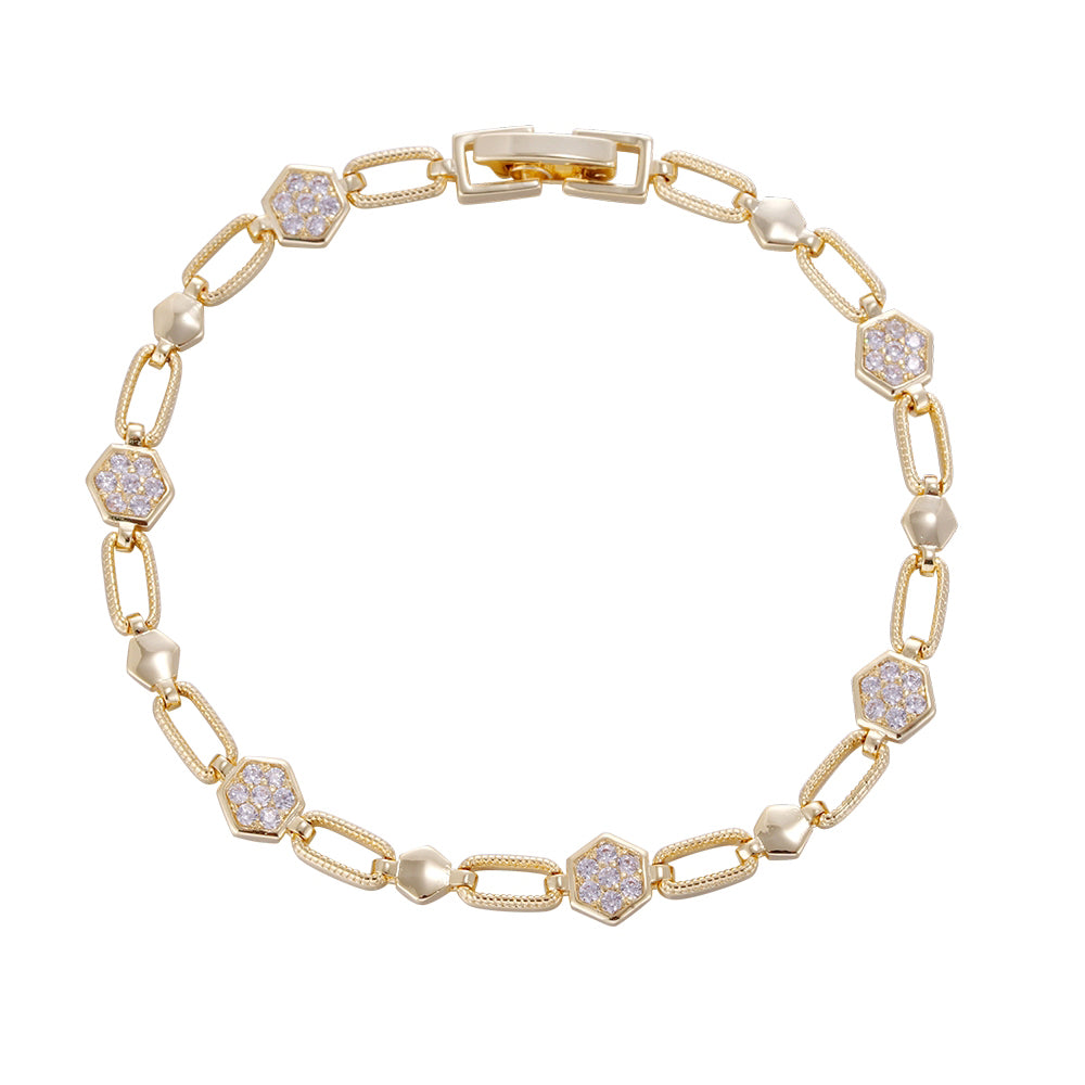 Three-layer copper-plated zircon pentagon bracelet, wholesale purchase, not easy to fade and allergic. - Lyra