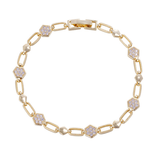 Three-layer copper-plated zircon pentagon bracelet, wholesale purchase, not easy to fade and allergic. - Lyra