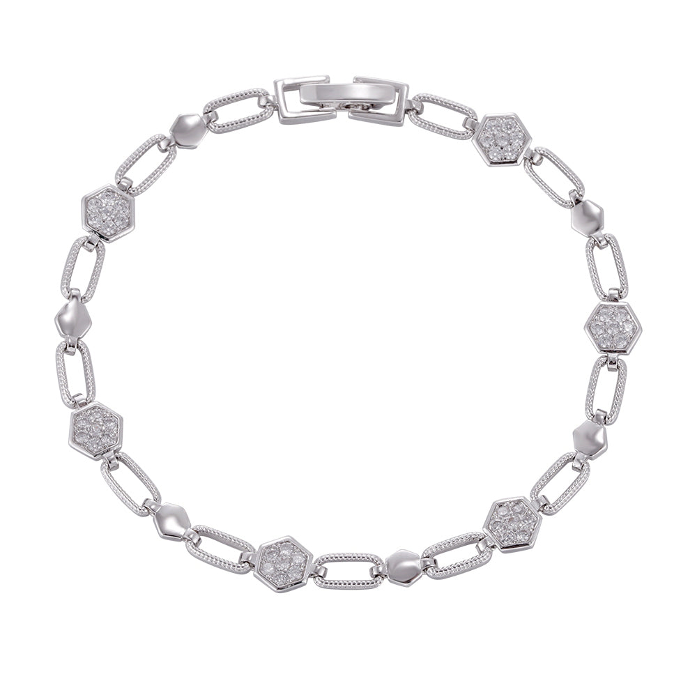 Three-layer copper-plated zircon pentagon bracelet, wholesale purchase, not easy to fade and allergic. - Lyra
