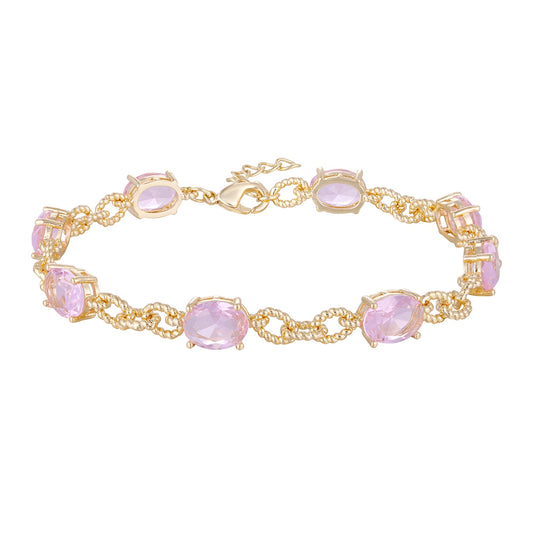 Copper plated 14k gold three-layer bracelet, colorful zircon embellish your wrist - Lyra